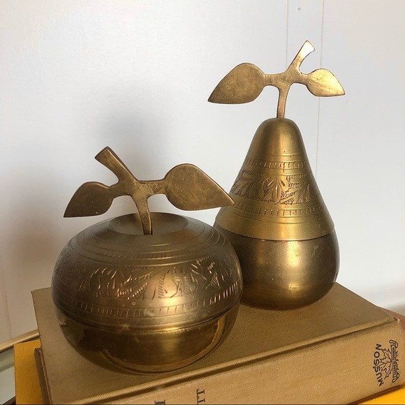 Vintage Other - Vintage Brass Apple & Pear Trinket Dishes